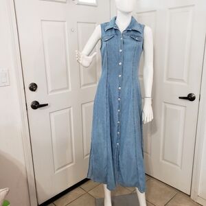 Byer Too! California Elegant Blue Denim Maxi Dress